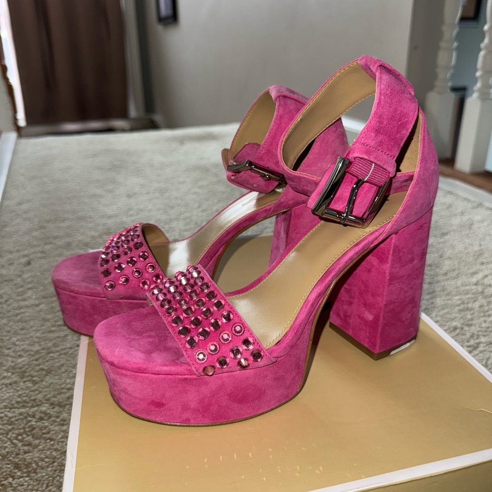 Michael Kors Pink Suede Heels Size 6.5